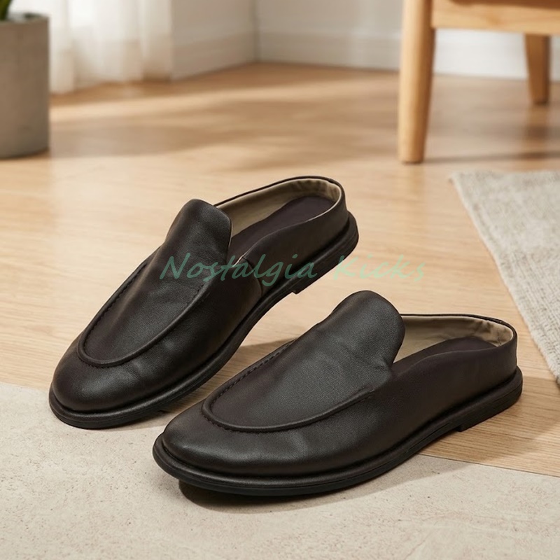 Men'S Shoes Smart - Herren-Leder-Mules, rückenfreie Slip-On-Loafer, elegante Freizeitschuhe, atmungsaktive