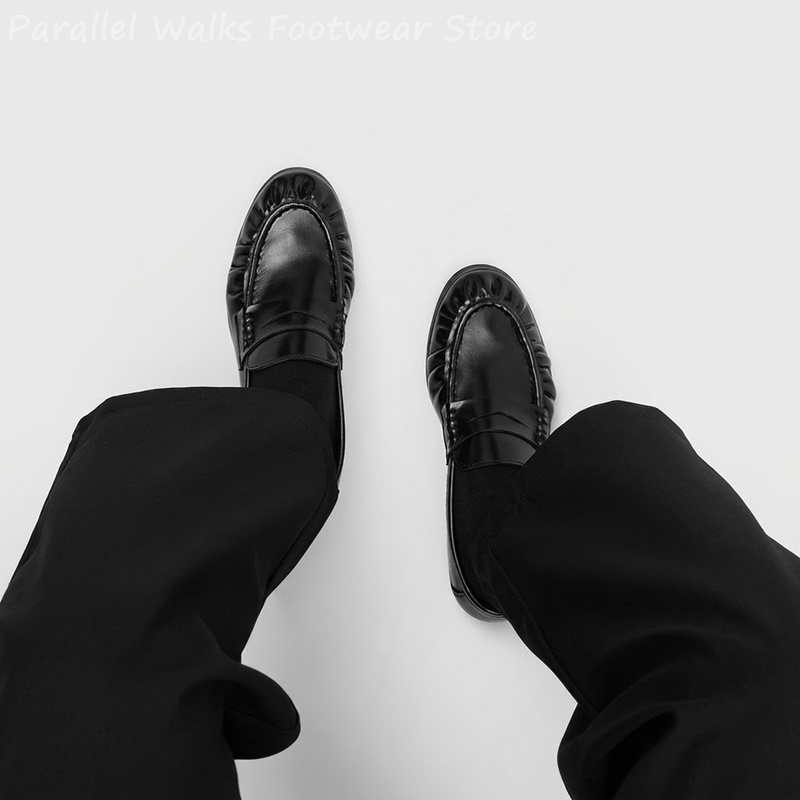 Men'S Shoes Smart - Herren Retro Plissierte Schürzenzehen Penny Loafers